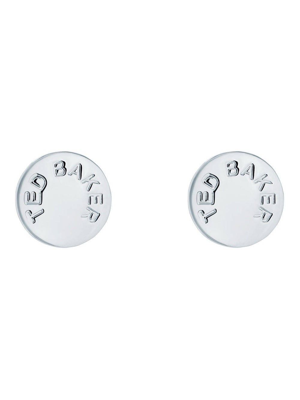 NWT Ted Baker London Silver-Tone Classic Logo Button Stud Earrings